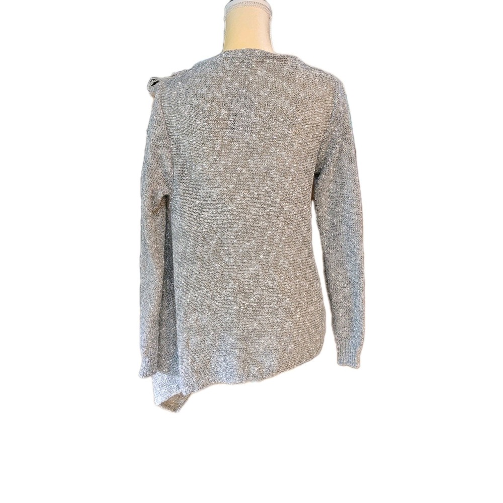 NWT Ceasikery Women's Sweater Size S Gray Asymetrical 100% Acrylic with Tassels - Picture 3 of 6